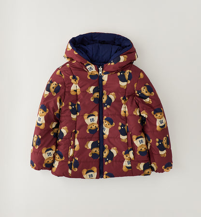 SARABANDA - giubbotto reversibile orsetti bordeaux/blu - invernale