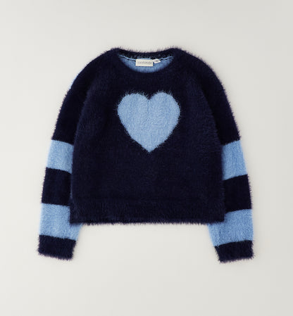 SARABANDA - maglione peluche cuore blu - invernale