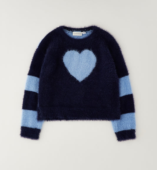 SARABANDA - maglione peluche cuore blu - invernale