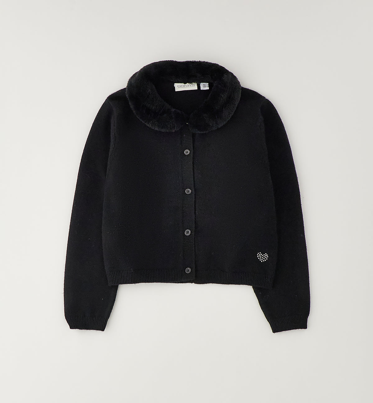 SARABANDA - cardigan collo in pelliccia nero - invernale