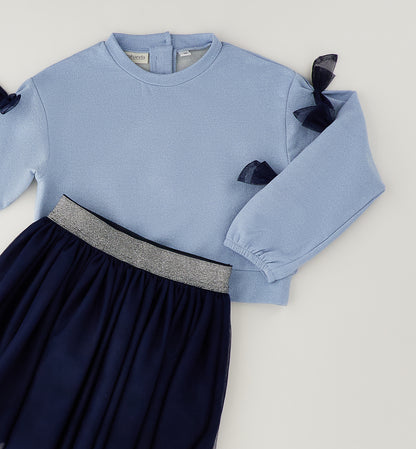 SARABANDA - completo gonna tulle azzurro - invernale