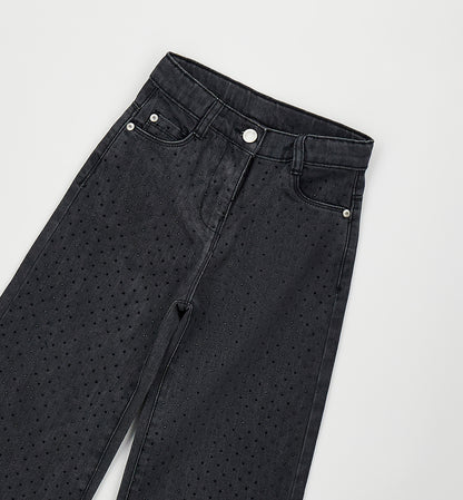 SARABANDA - jeans palazzo brillantini nero - invernale