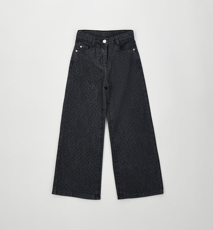 SARABANDA - jeans palazzo brillantini nero - invernale