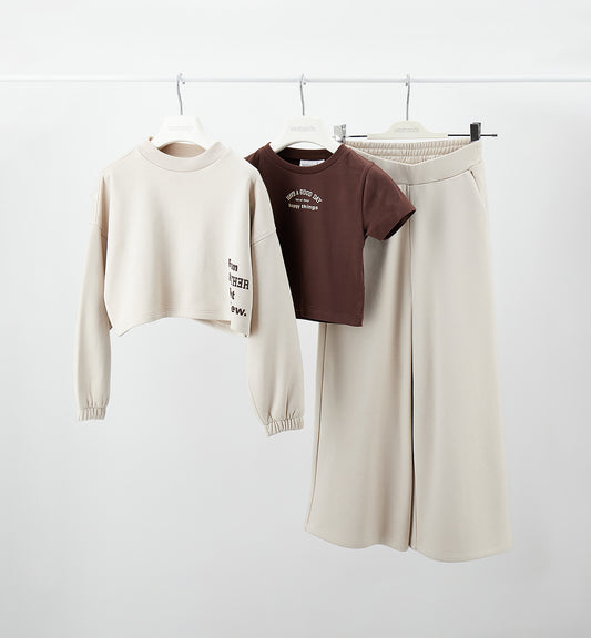 SARABANDA - completo 3pz felpa beige/marrone - invernale