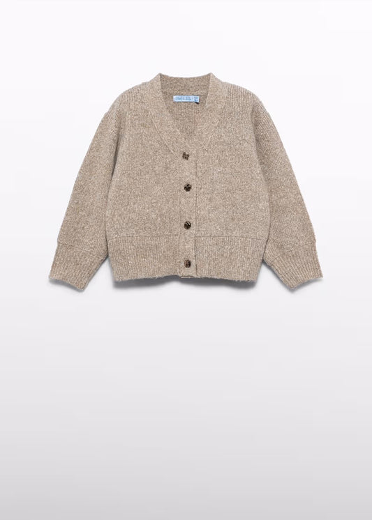 ABEL & LULA -  cardigan oversize tortora - invernale