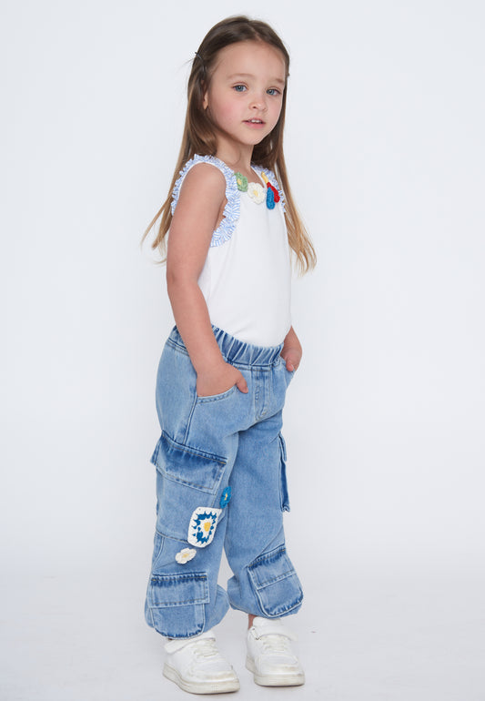 TO BE TOO - canotta fiori ricamati abbigliamento est 25 j - GIRL