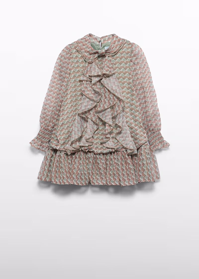 ABEL & LULA - vestito chiffon stampa verde/beige - invernale
