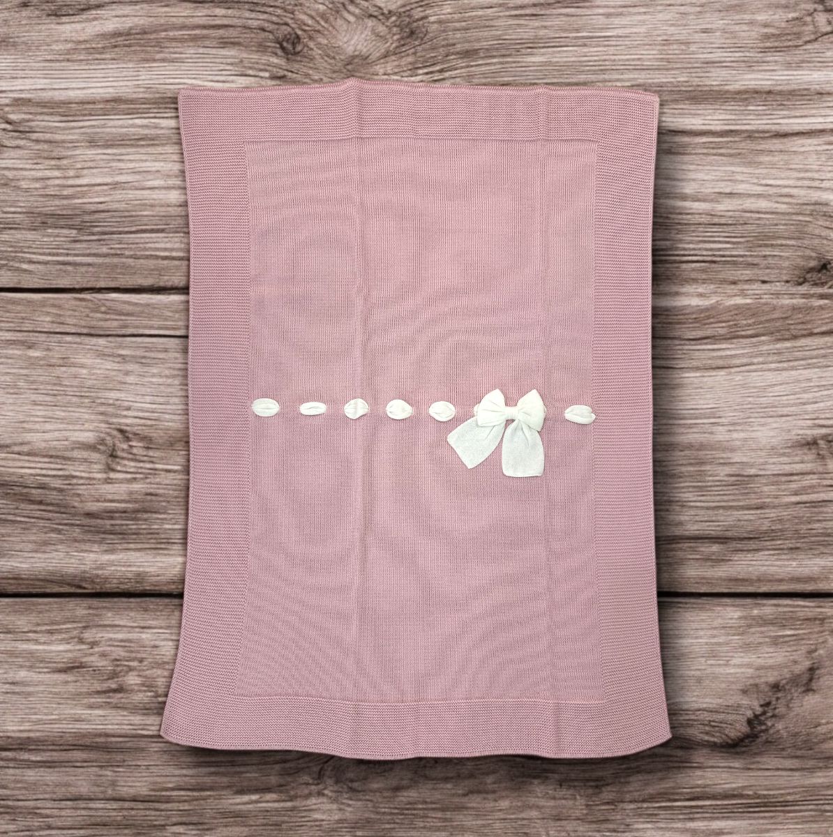 BABY LORD - coperta in filo di cotone fiocco rosa corredino est 25 - GIRL