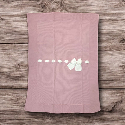 BABY LORD - coperta in filo di cotone fiocco rosa corredino est 25 - GIRL