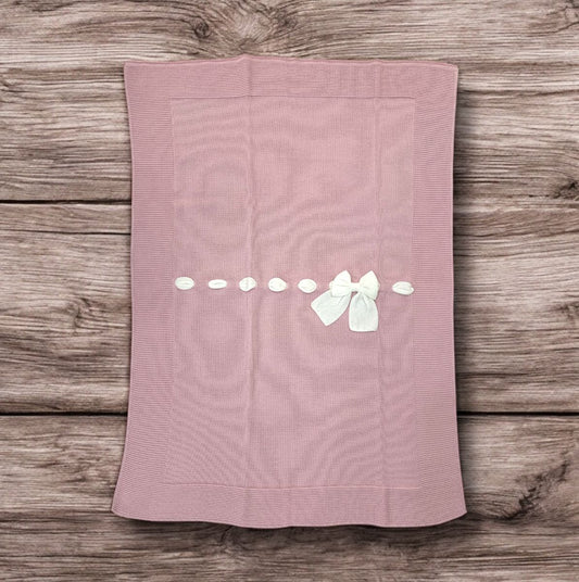 BABY LORD - coperta in filo di cotone fiocco rosa corredino est 25 - GIRL