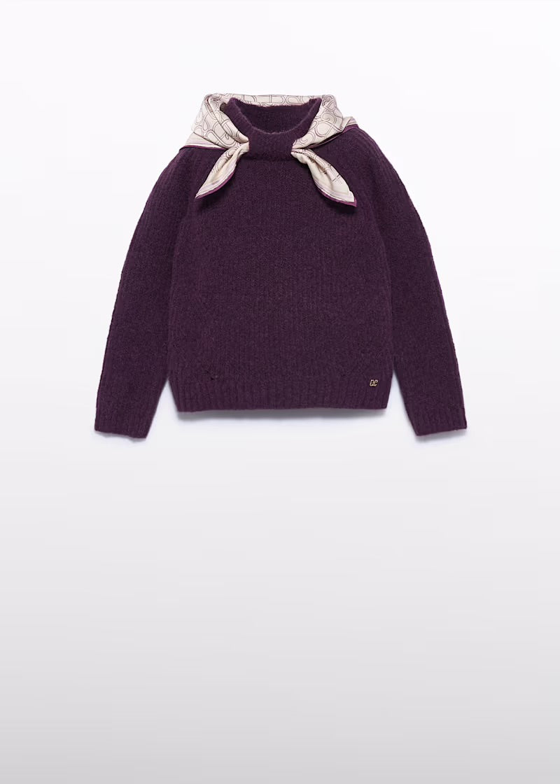 ABEL & LULA -  maglione foulard viola - invernale