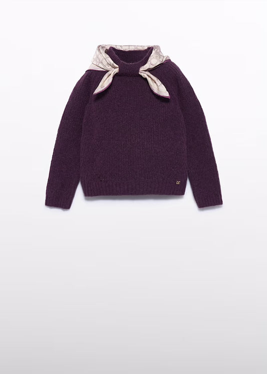 ABEL & LULA -  maglione foulard viola - invernale
