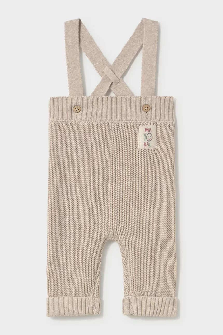 MAYORAL-pantalone bretelle tricot beige-invernale