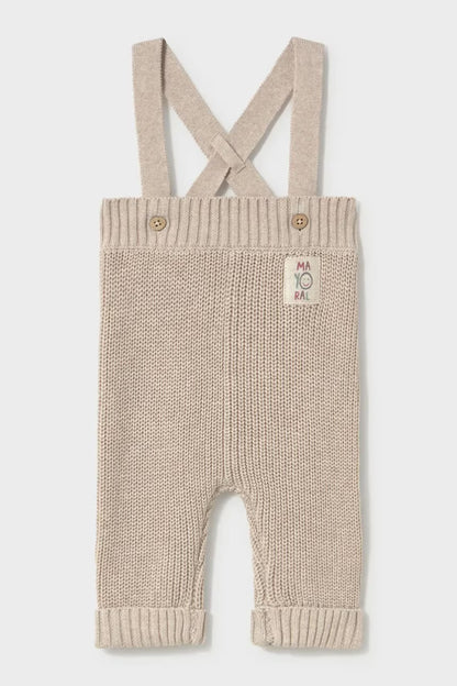 MAYORAL-pantalone bretelle tricot beige-invernale