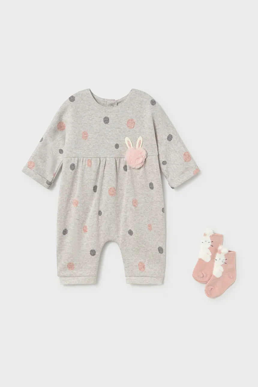 MAYORAL-tutina con calzino panna/rosa/grigio-invernale
