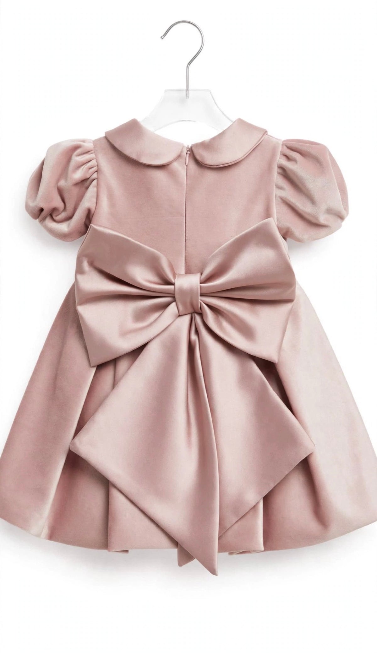 I&M - abito in velluto + fascia rosa- invernale