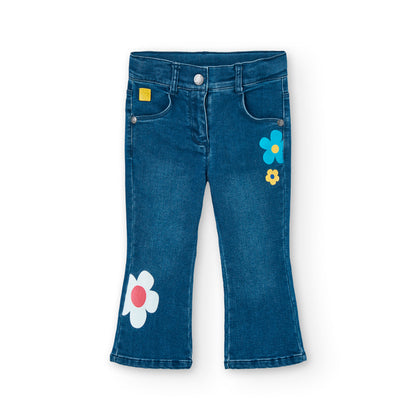 BOBOLI - jeans zampa fiori abbigliamento est 25 b - GIRL