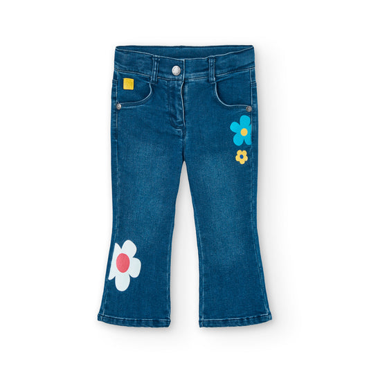 BOBOLI - jeans zampa fiori abbigliamento est 25 b - GIRL
