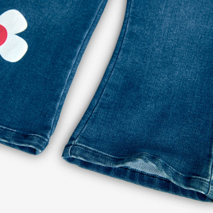 BOBOLI - jeans zampa fiori abbigliamento est 25 b - GIRL
