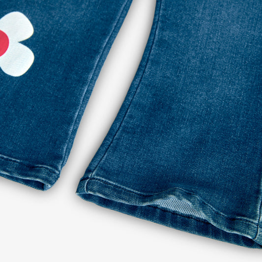 BOBOLI - jeans zampa fiori abbigliamento est 25 b - GIRL