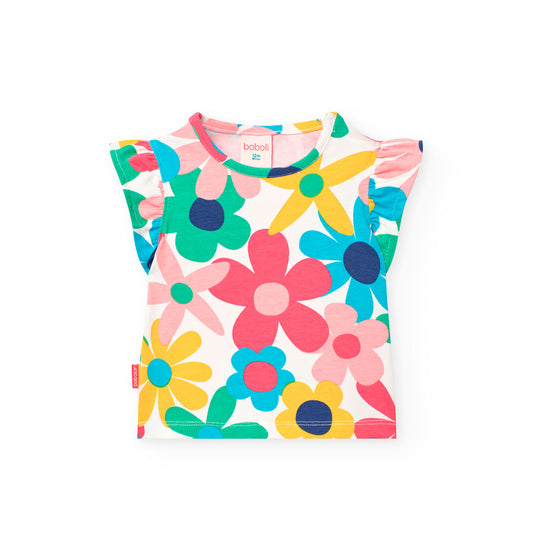 BOBOLI - t-shirt manica corta fiori abbigliamento est 25 b - GIRL