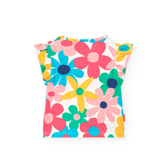 BOBOLI - t-shirt manica corta fiori abbigliamento est 25 b - GIRL