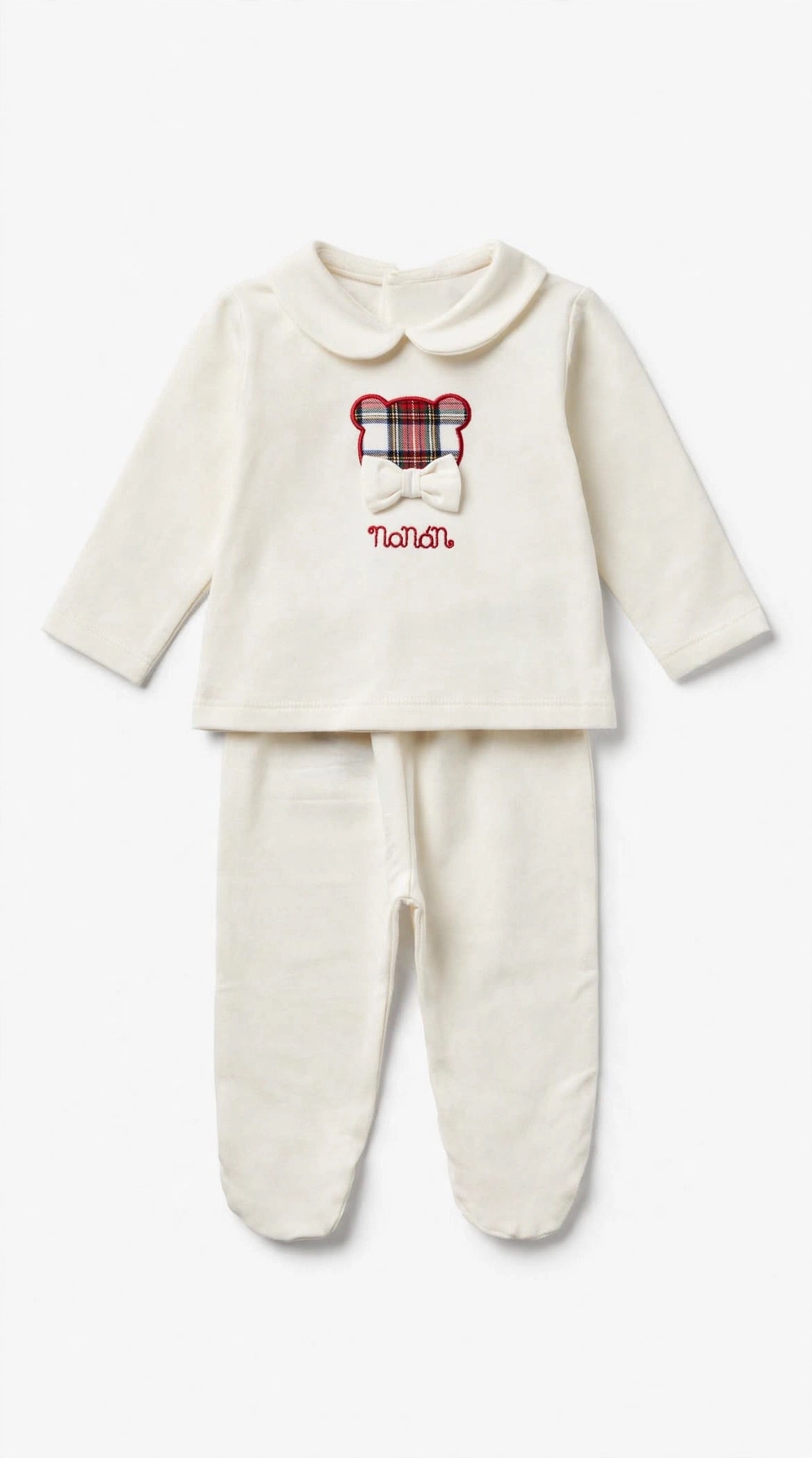 NANÁN - completo 2 pezzi orso tartan  bianco - invernale