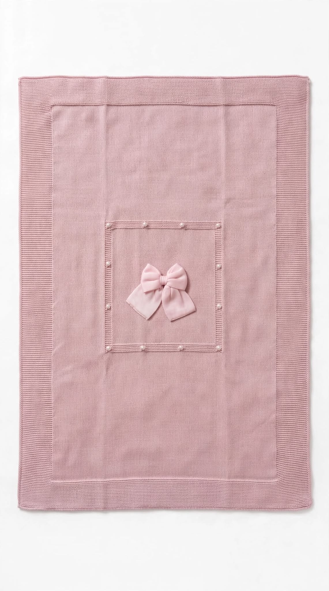 BABY LORD - coperta ninfee e fiocco lana 100% rosa antico/rosa - invernale