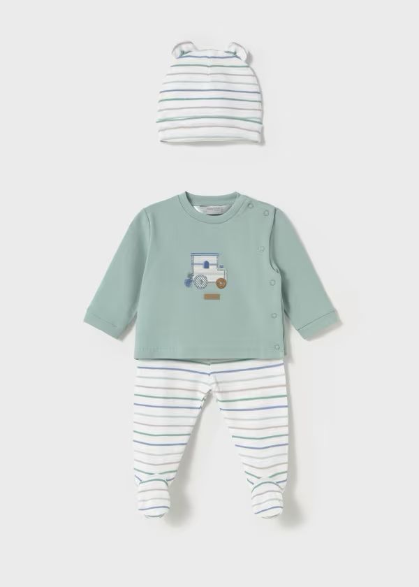 MAYORAL - completo 2pz + cuffietta orecchie cotone corredino est 25 - BOY