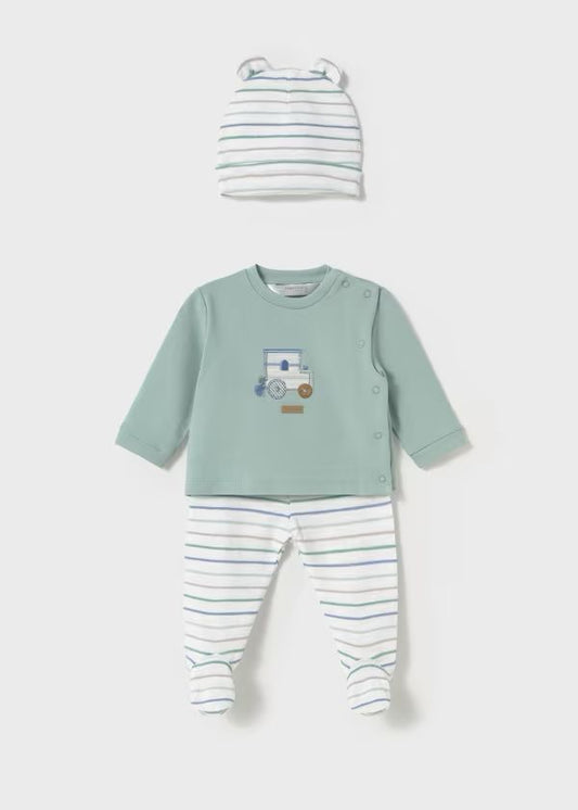 MAYORAL - completo 2pz + cuffietta orecchie cotone corredino est 25 - BOY