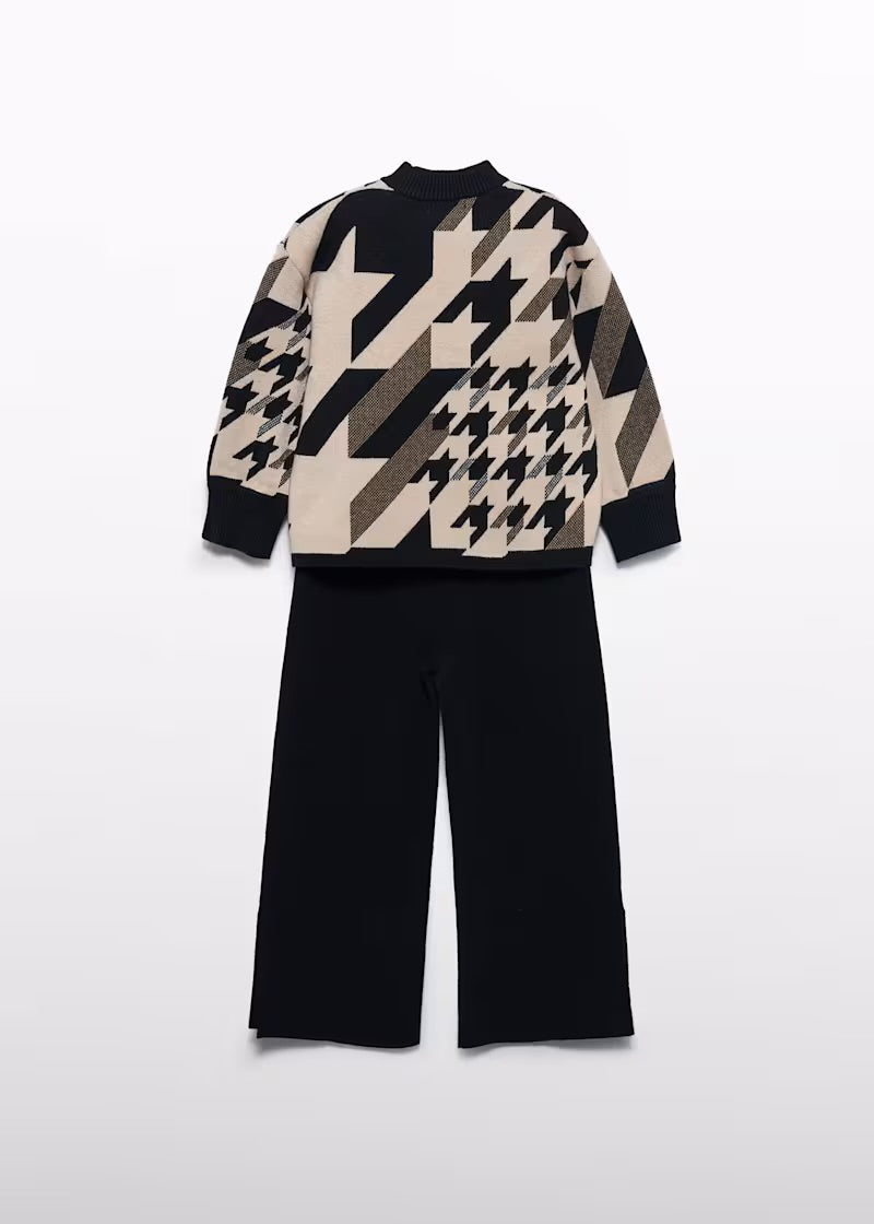 ABEL & LULA - completo pantalone maglia beige/nero - invernale