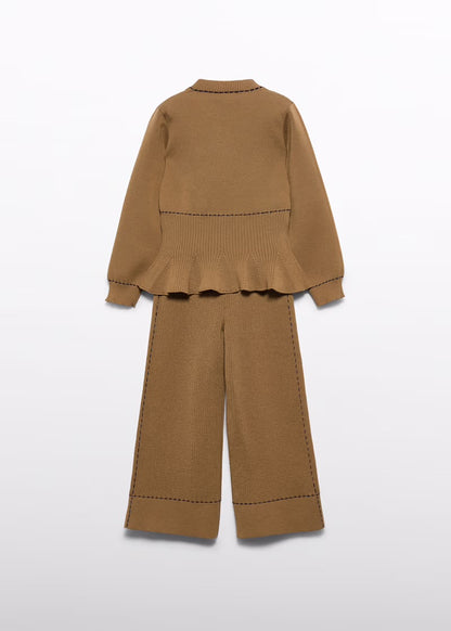 ABEL & LULA - completo pantalone maglia cammello - invernale