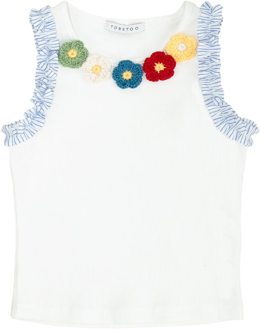 TO BE TOO - canotta fiori ricamati abbigliamento est 25 j - GIRL