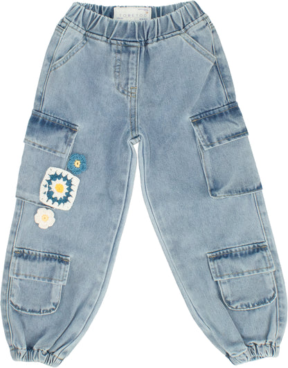 TO BE TOO - jeans cargo fiori ricamati abbigliamento est 25 j - GIRL