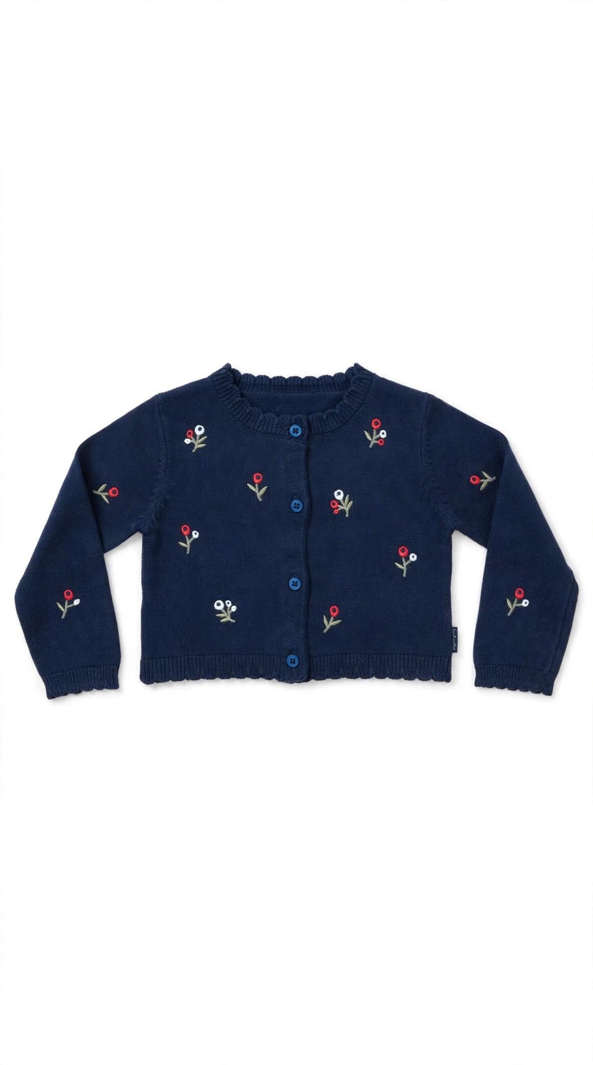 BOBOLI - cardigan fiorellini blu- invernale