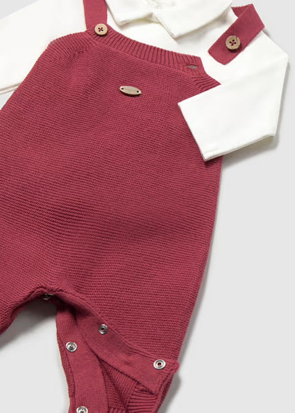 MAYORAL-completo salopette tricot bordeaux-invernale
