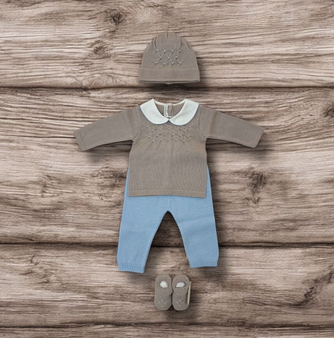 BABY LORD - completo 2pz + cuffietta + scarpine corredino est 25 - BOY