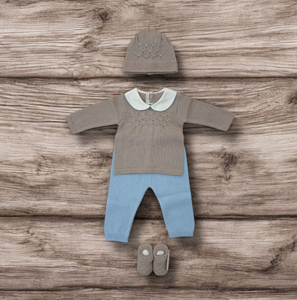 BABY LORD - completo 2pz + cuffietta + scarpine corredino est 25 - BOY