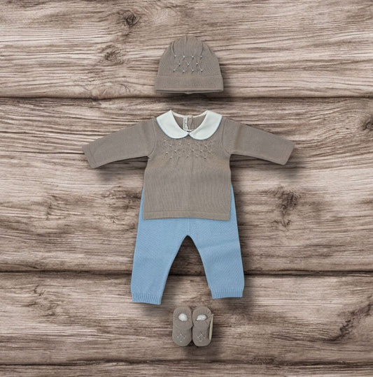 BABY LORD - completo 2pz + cuffietta + scarpine corredino est 25 - BOY