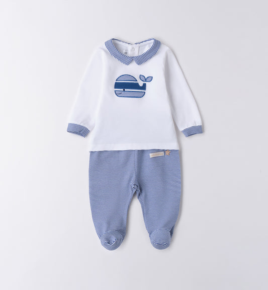 MINIBANDA - completo 2 pz balene in cotone corredino est 25 - BOY