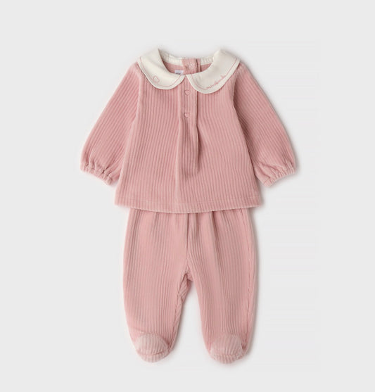 MINIBANDA - completino ciniglia rosa baby - invernale