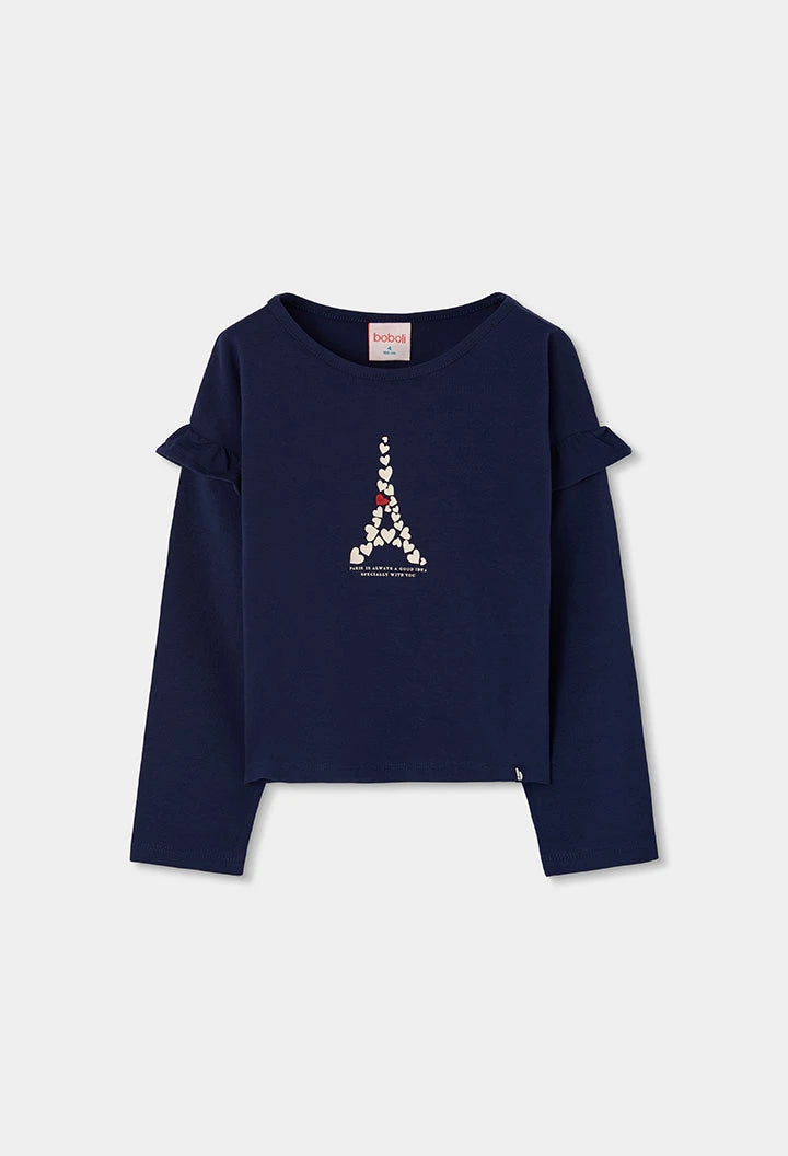 BOBOLI-t-shirt paris blu-invernale