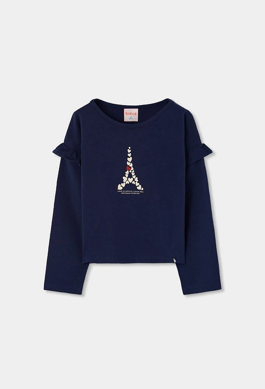 BOBOLI-t-shirt paris blu-invernale