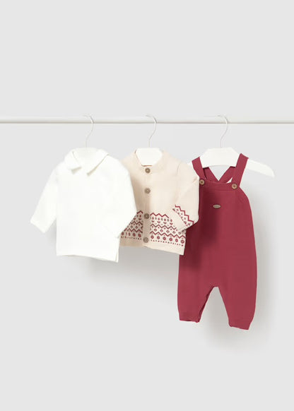 MAYORAL-completo salopette tricot bordeaux-invernale