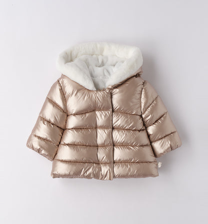 MINIBANDA - giubbotto imbottito con pelliccia champagne abbigliamento invernale 25/26 b - GIRL