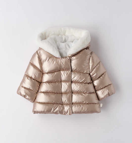 MINIBANDA - giubbotto imbottito con pelliccia champagne abbigliamento invernale 25/26 b - GIRL