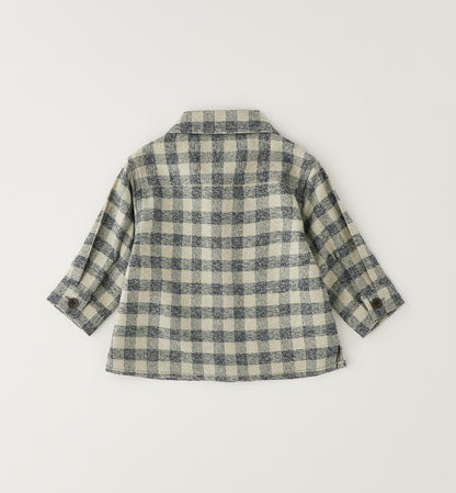 MINIBANDA - camicia quadri flanella grigio - invernale