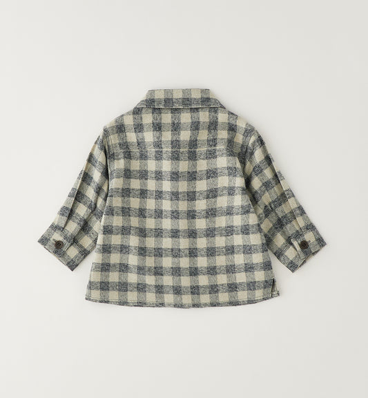 MINIBANDA - camicia quadri flanella grigio - invernale