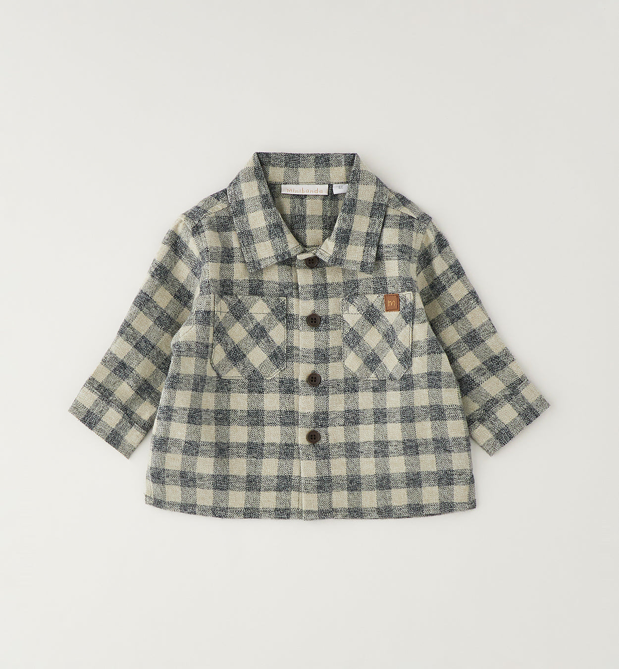 MINIBANDA - camicia quadri flanella grigio - invernale