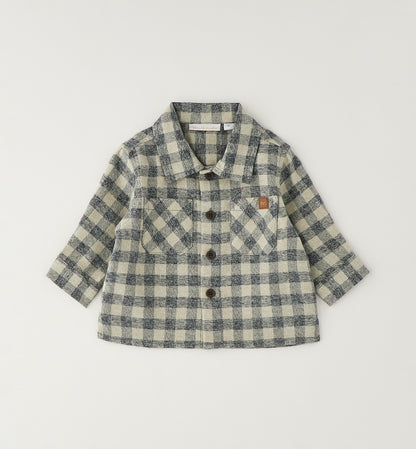 MINIBANDA - camicia quadri flanella grigio - invernale